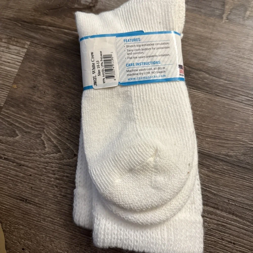 DIABETIC CREW SOCKS SIZE 10-13 WHITE J800L - NEW